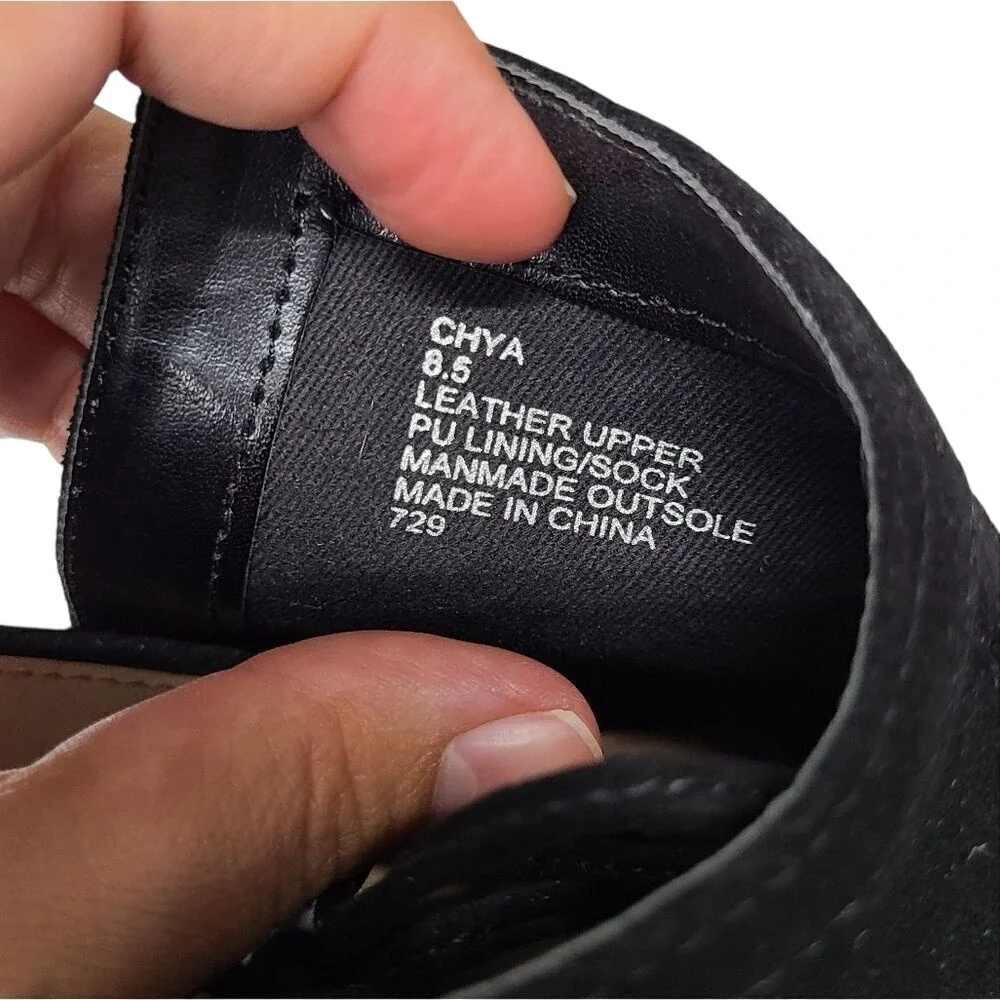 Steve Madden Chya Black Leather Espadrille Wedge Sandals Lace Up Ankle Tie 8.5